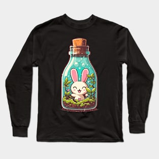 Kawaii bunny in plant bottle Long Sleeve T-Shirt